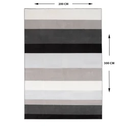 Gulvtæppe - Stort gulvtæppe 200x300 cm - Stribet tæppe med skridsikker bagside - Løs tæppe fra Nordstrand Home Rosa