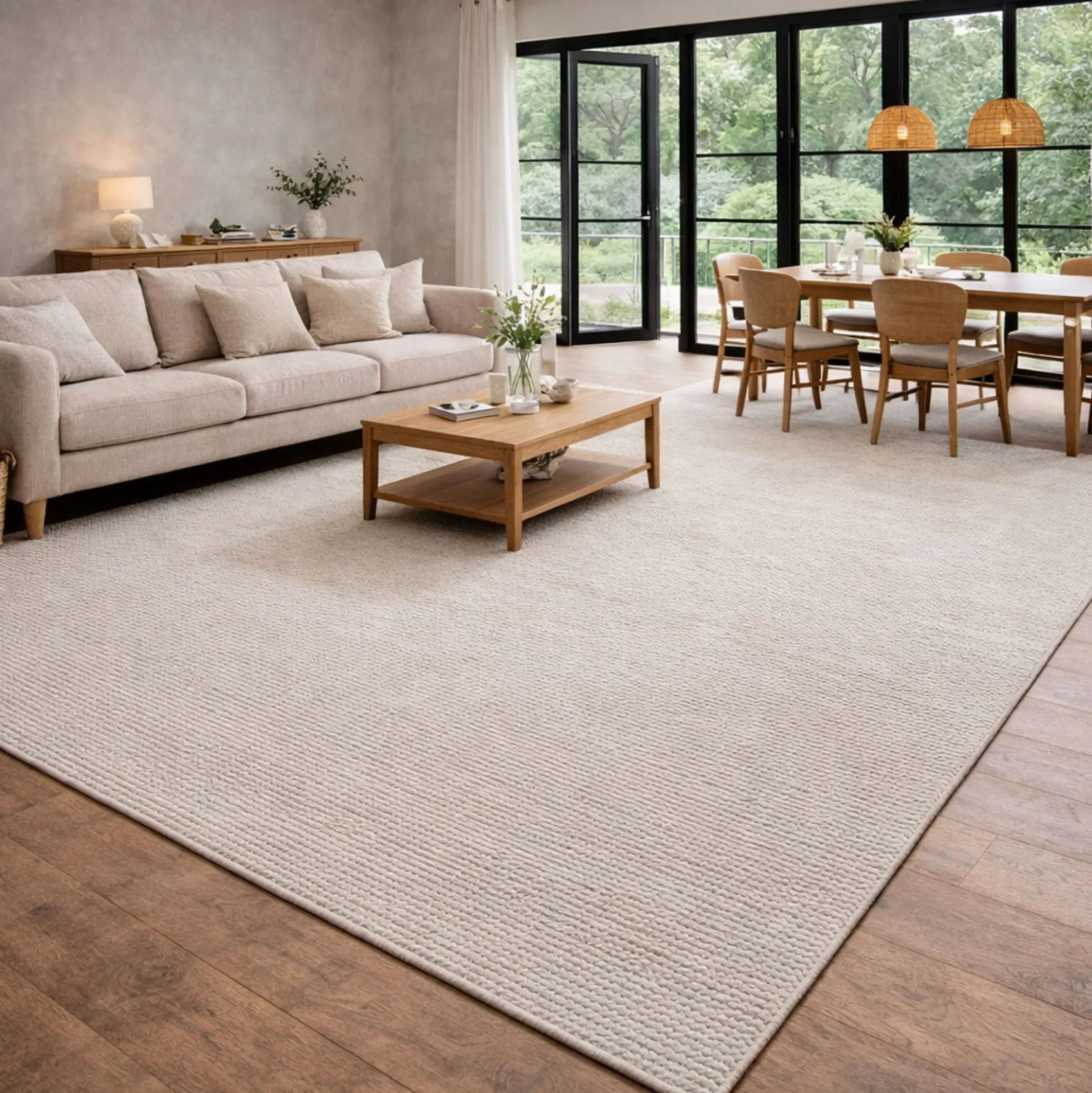 Gulvtæppe - Vævet - 240x340 cm - Creme - Copenhagen - Nordstrand Home