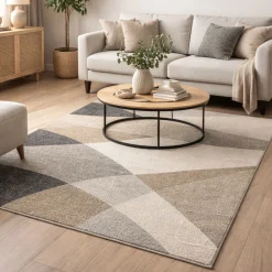Gulvtæppe - 140x200 cm - Beige med mønster - Thales - Nordstrand Home