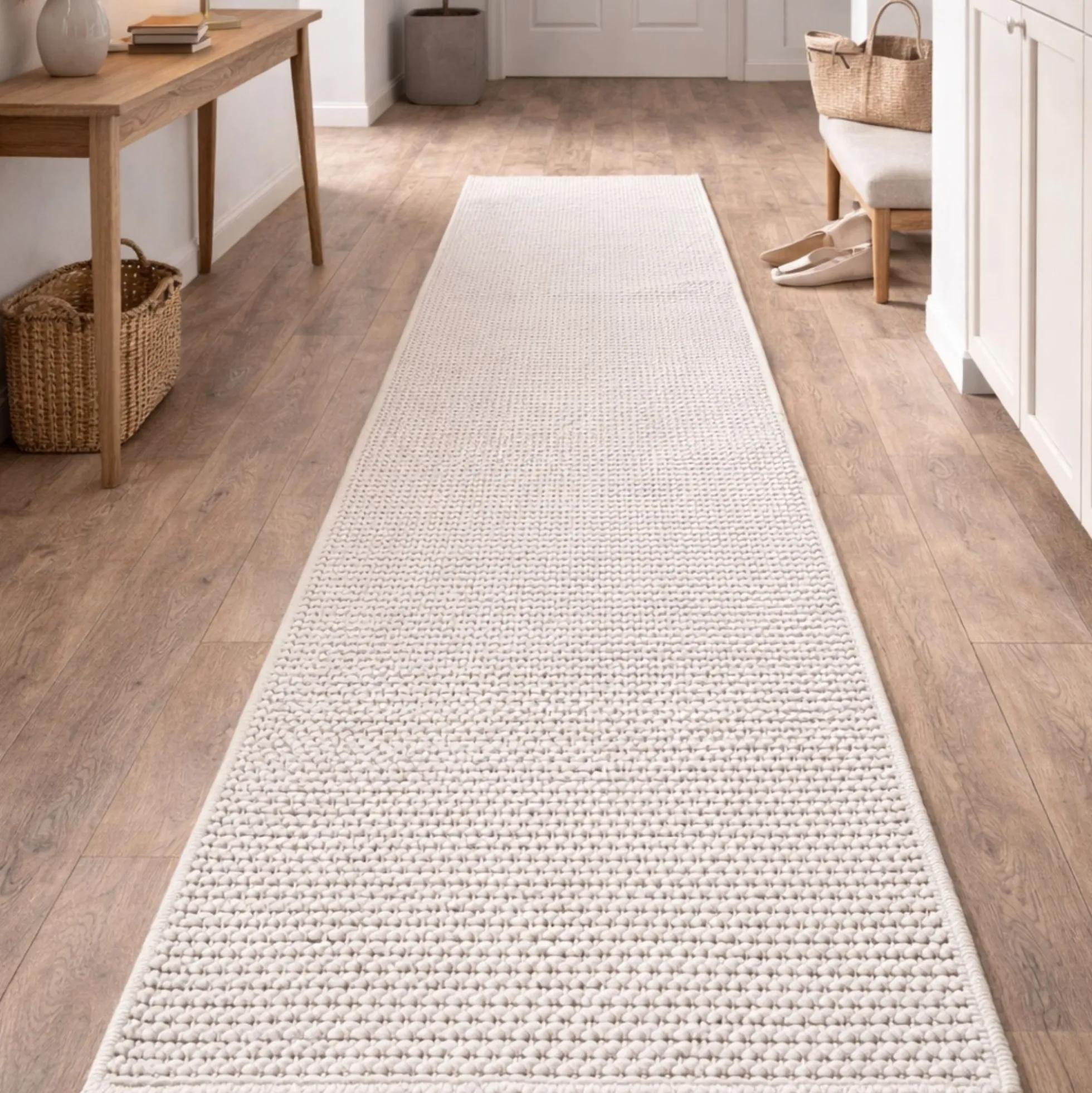 Gulvtæppe - 80x250 cm - Ekstra lang tæppeløber - Creme - Mira - Nordstrand Home