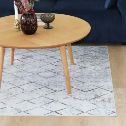 Gulvtæppe 160x230 cm - Løs tæppe med skridsikker bagside - Gråt tæppe med stonewashed effekt - Blødt tæppe fra Nordstrand Home Clara