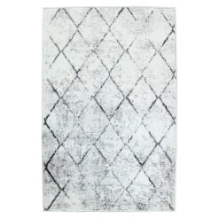 Gulvtæppe 160x230 cm - Løs tæppe med skridsikker bagside - Gråt tæppe med stonewashed effekt - Blødt tæppe fra Nordstrand Home Clara