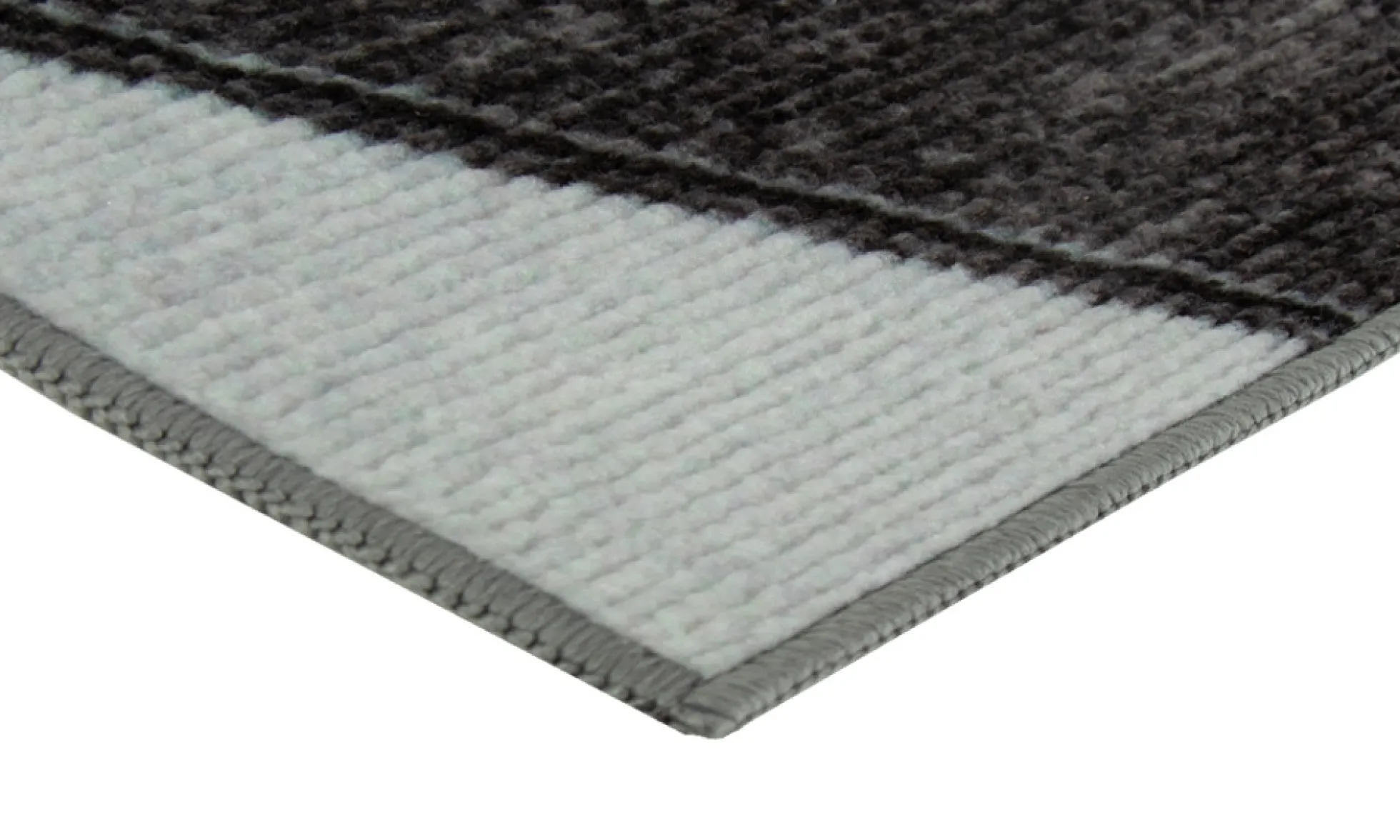 Gulvtæppe 160x230 cm - Løs tæppe med skridsikker bagside - Grafisk design med sorte og grå nuancer - Blødt gulvtæppe fra Nordstrand Home Lea