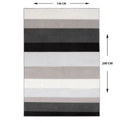 Gulvtæppe - 140x200 cm - Stribet tæppe med skridsikker bagside - Løs tæppe fra Nordstrand Home Rosa