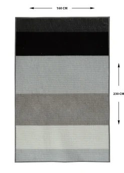 Gulvtæppe - 160x230 cm - Stribet tæppe med skridsikker bagside - Løs tæppe fra Nordstrand Home Rosa