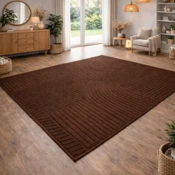 Gulvtæppe - 160x230 cm - Vævet - Brun med mønster - Elio - Nordstrand Home