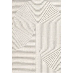 Gulvtæppe - 240x340 cm - Vævet - Cremefarvet med mønster - Elio - Nordstrand Home