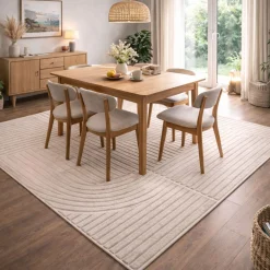 Gulvtæppe - 240x340 cm - Vævet - Cremefarvet med mønster - Elio - Nordstrand Home