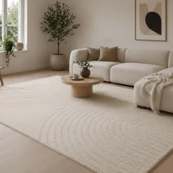 Gulvtæppe - 240x340 cm - Vævet - Cremefarvet med mønster - Eclipse - Nordstrand Home