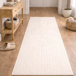Gulvtæppe - 80x150 cm - Vævet - Cremefarvet med mønster - Eclipse - Nordstrand Home