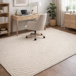 Gulvtæppe - 160x230 cm - Vævet - Cremefarvet med mønster - Elio - Nordstrand Home