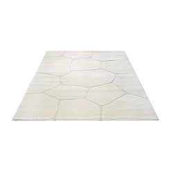 Gulvtæppe - 140x200 cm - Vævet - Cremefarvet - Mønster sten - Elio - Nordstrand Home