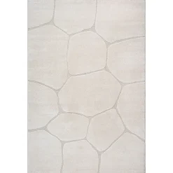 Gulvtæppe - 140x200 cm - Vævet - Cremefarvet - Mønster sten - Elio - Nordstrand Home