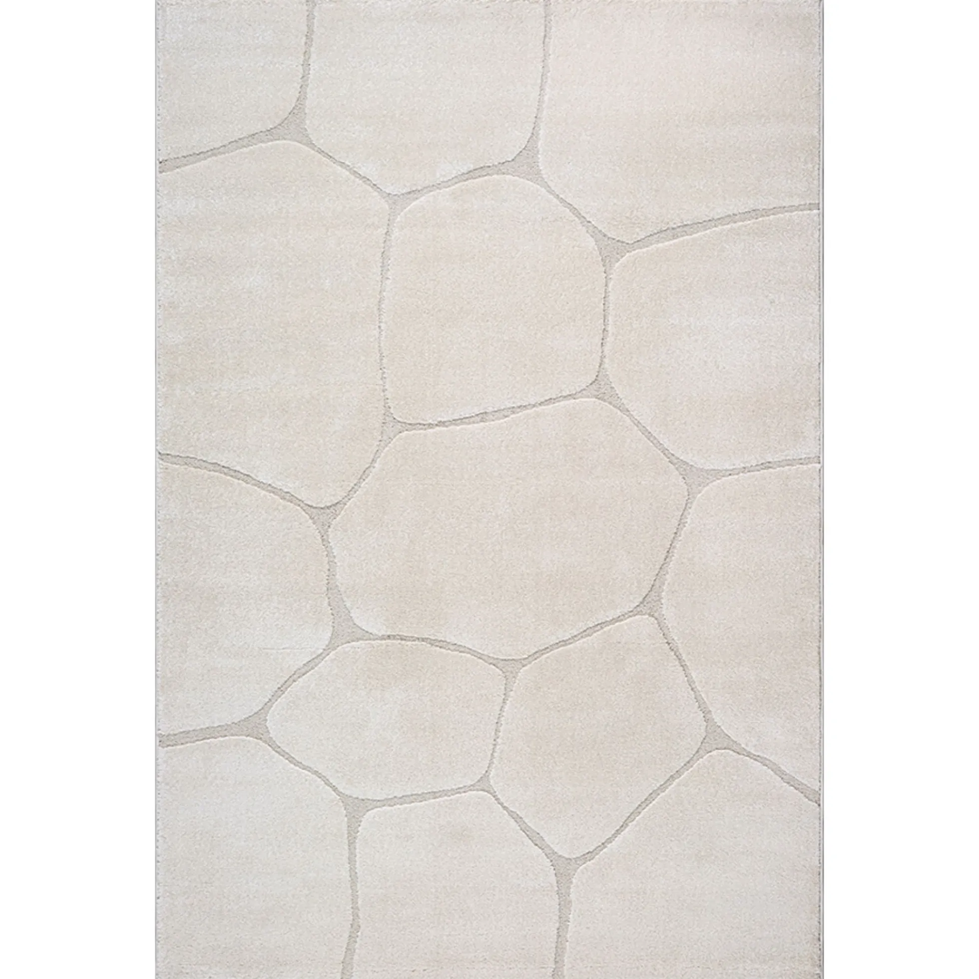 Gulvtæppe - 140x200 cm - Vævet - Cremefarvet - Mønster sten - Elio - Nordstrand Home