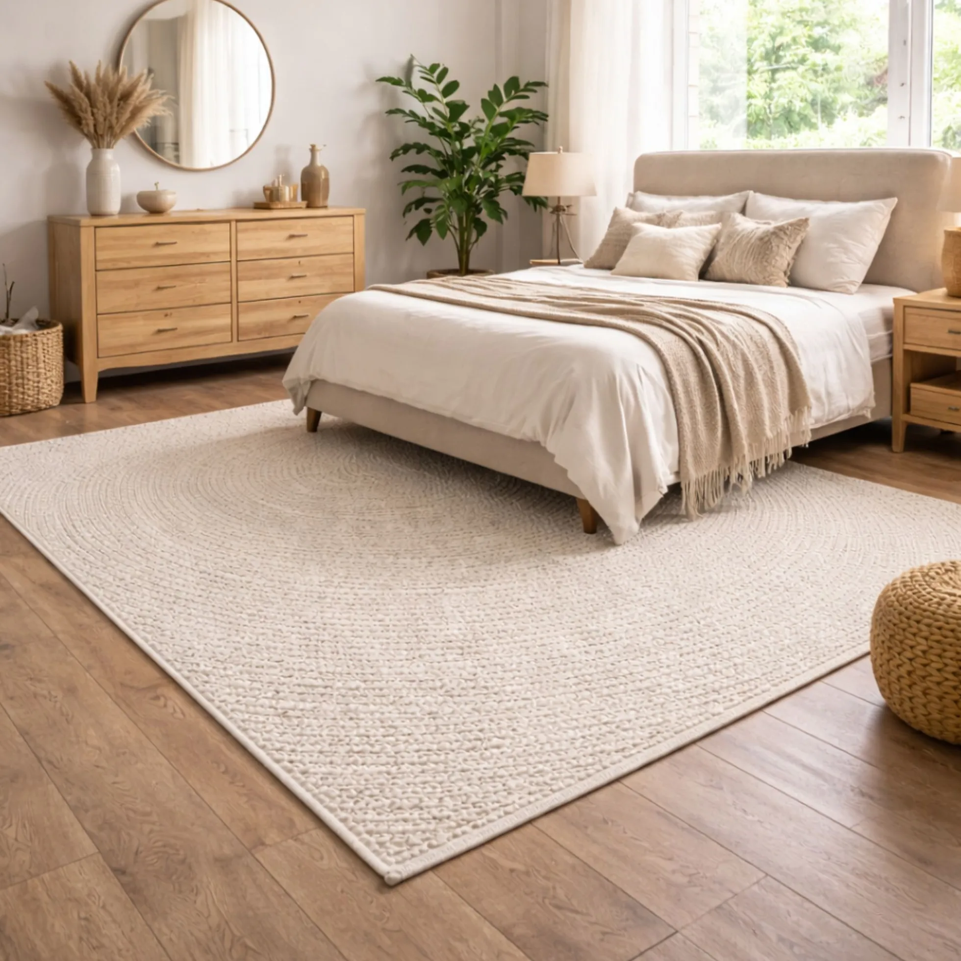 Gulvtæppe - 140x200 cm - Vævet - Creme - Kenzy - Nordstrand Home
