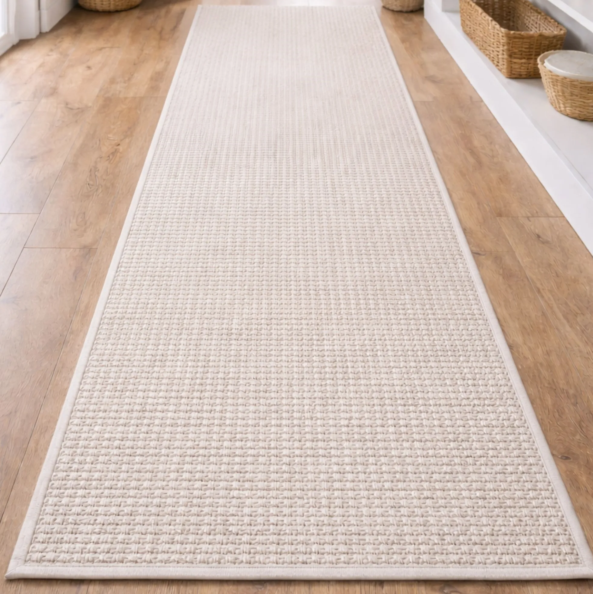 Gulvtæppe - 80x150 cm - Vævet tæppeløber - Beige - Helsinki - Nordstrand Home