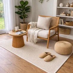 Gulvtæppe - 80x150 cm - Vævet tæppeløber - Beige - Helsinki - Nordstrand Home
