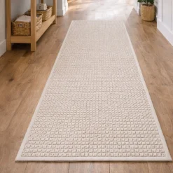 Gulvtæppe - 80x150 cm - Vævet tæppeløber - Beige - Helsinki - Nordstrand Home