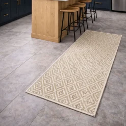 Gulvtæppe - 80x150 cm - Vævet tæppeløber - Beige - Helsinki - Nordstrand Home