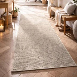 Gulvtæppe - 60x180 cm - Vævet tæppeløber - Creme - Kenzy - Nordstrand Home