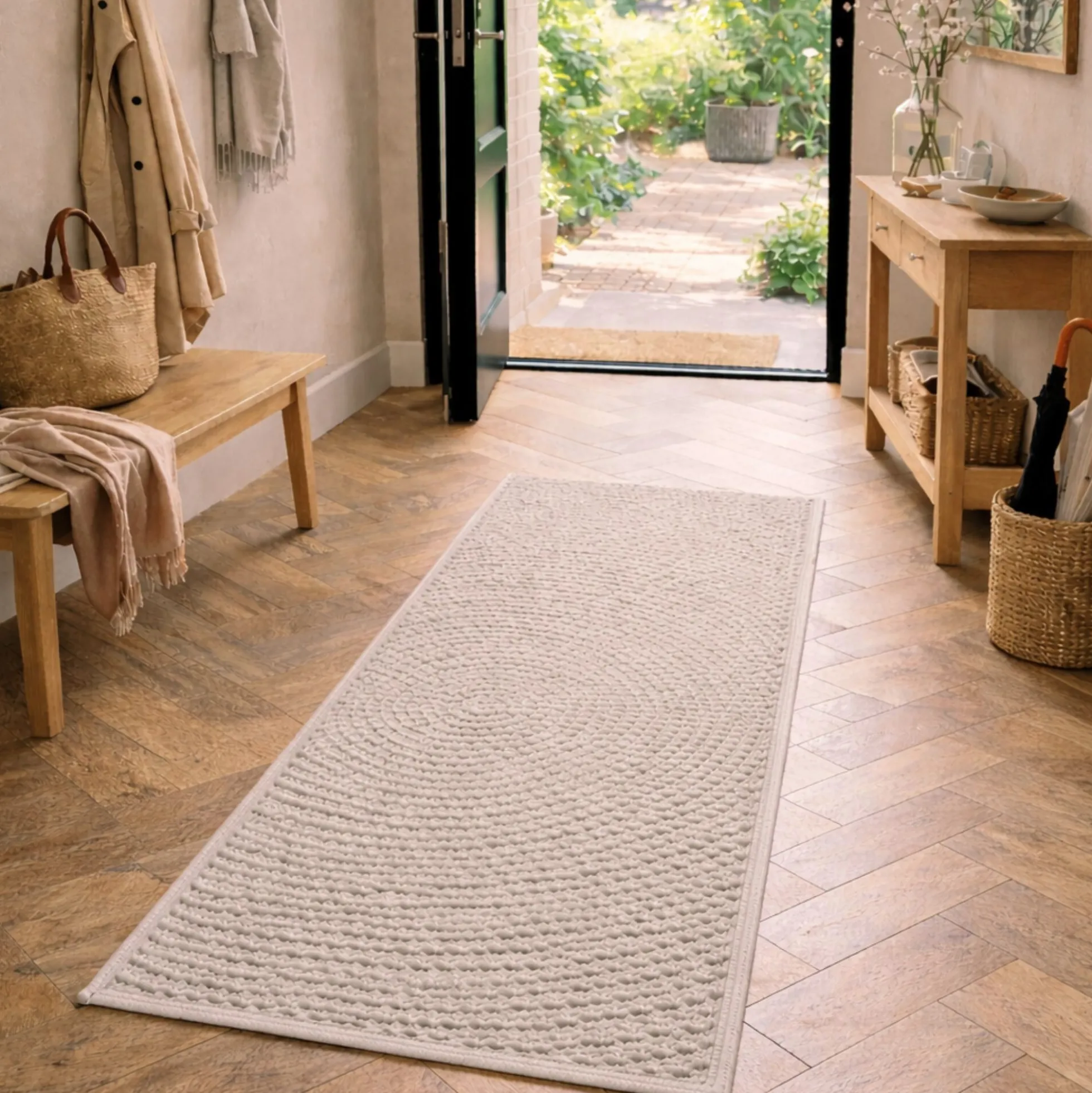 Gulvtæppe - 60x180 cm - Vævet tæppeløber - Creme - Kenzy - Nordstrand Home