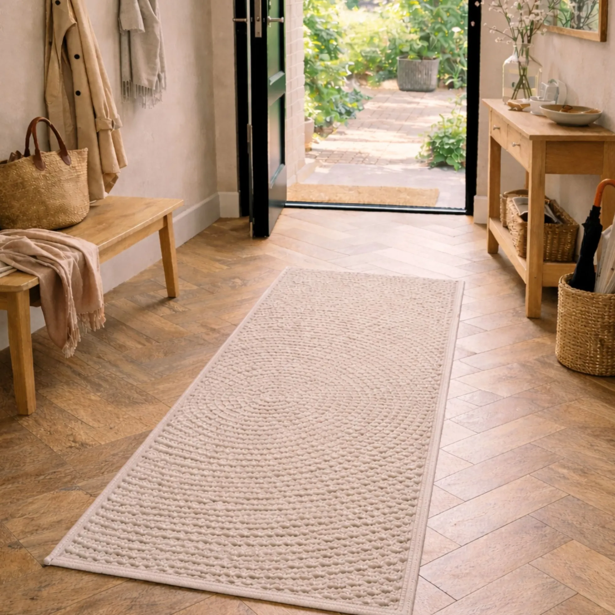 Gulvtæppe - 60x180 cm - Vævet tæppeløber - Natur - Kenzy - Nordstrand Home