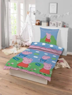 Gurli Gris sengetøj - 100% bomuld - Junior sengetøj 100x140 cm - Gurli Gris og Gustav Gris