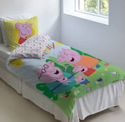 Gurli Gris sengetøj - 100% bomuld - Junior sengetøj 100x140 cm - Hele familien