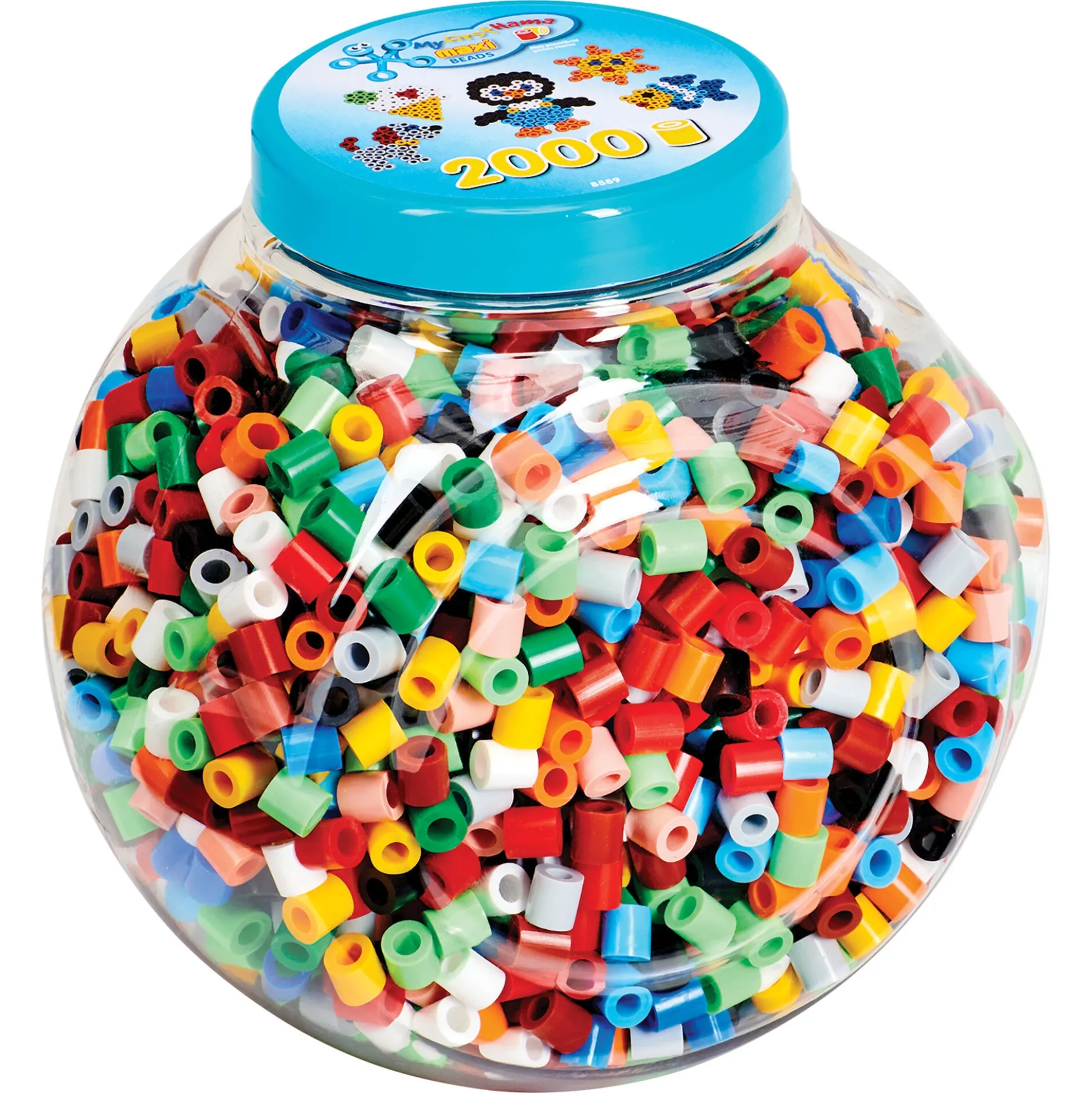 Hama Maxi perler i bøtte - 2000 blandede perler - Blå