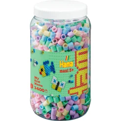 Hama Maxi perler i bøtte - 1400 perler - Lyse pastelfarver