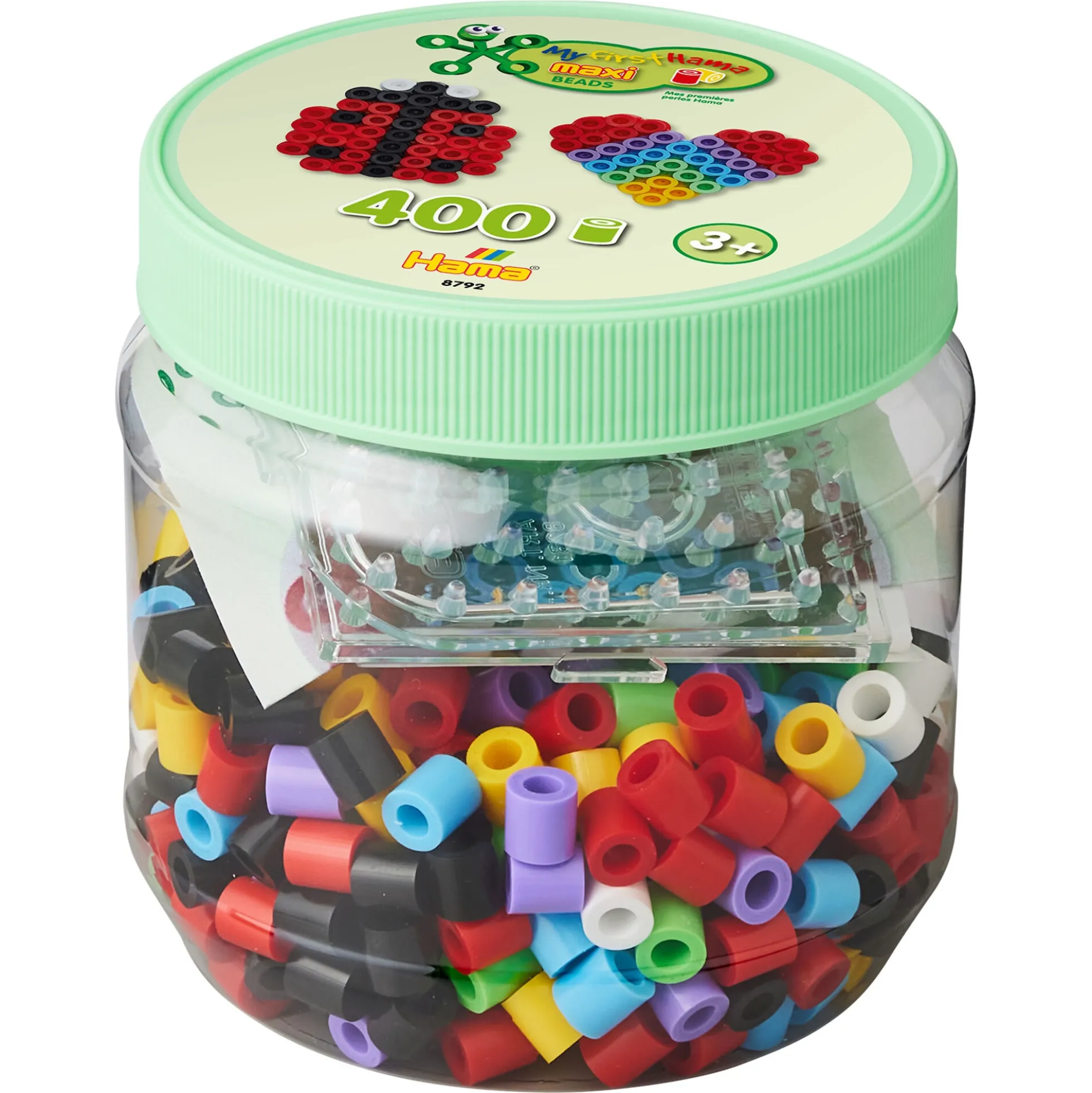 Hama Maxi perler i dåse - 400 perler og 2 stiftplader - Klasisske farver - Grøn