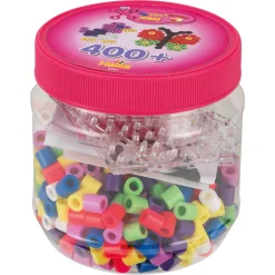 Hama Maxi perler i dåse - 400 perler og 2 stiftplader - Farverigt mix - Pink