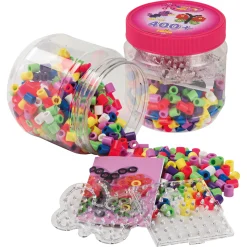 Hama Maxi perler i dåse - 400 perler og 2 stiftplader - Farverigt mix - Pink