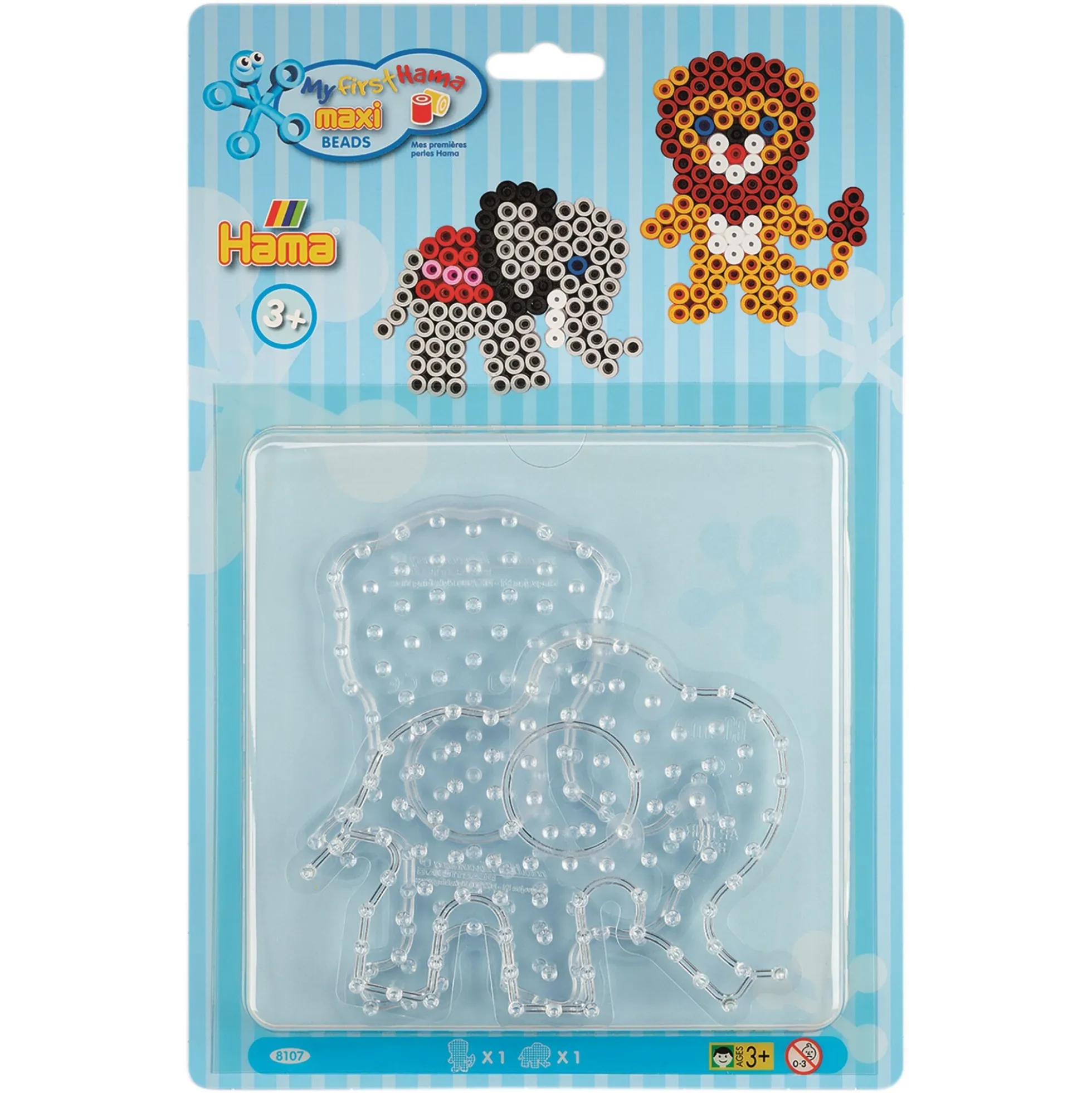 Hama Maxi stiftplader - 2 stiftplader - Transparent - Elefant og løve