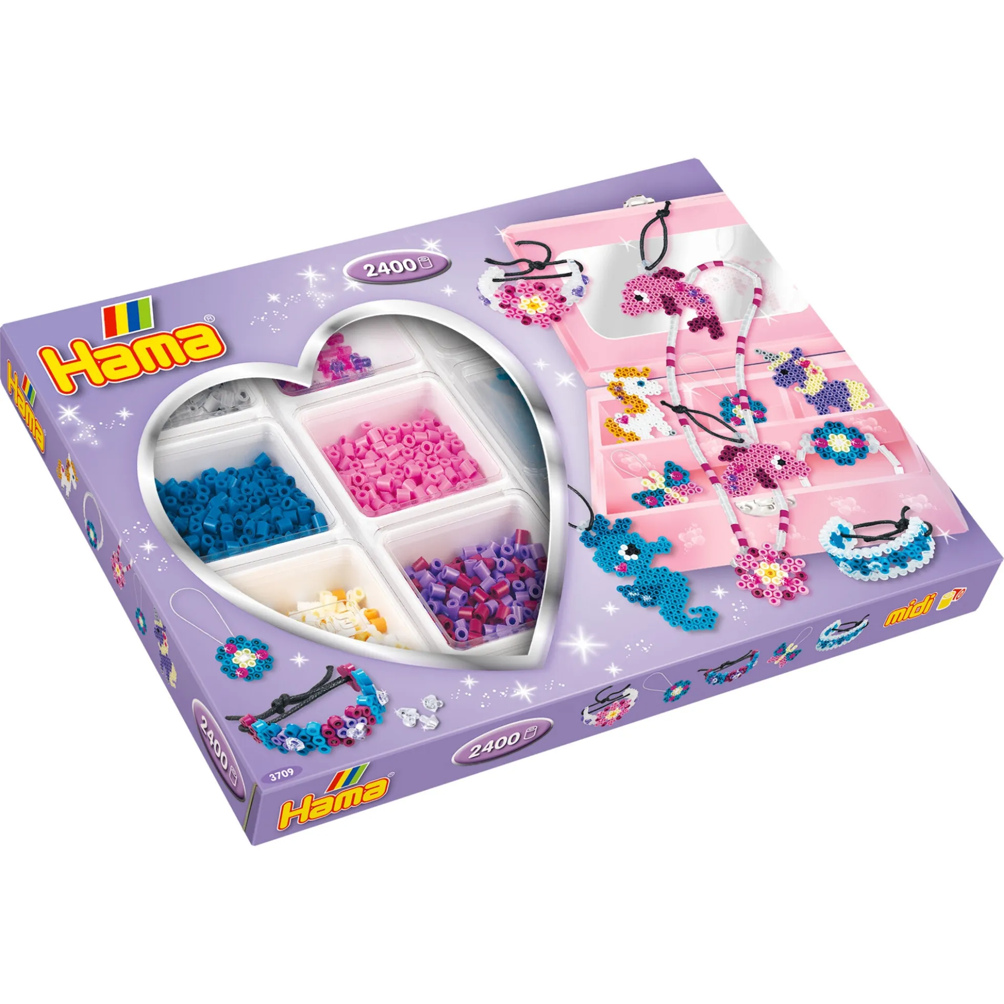 Hama Midi aktivitetsæske med opbevaring - 2400 perler - Lilla