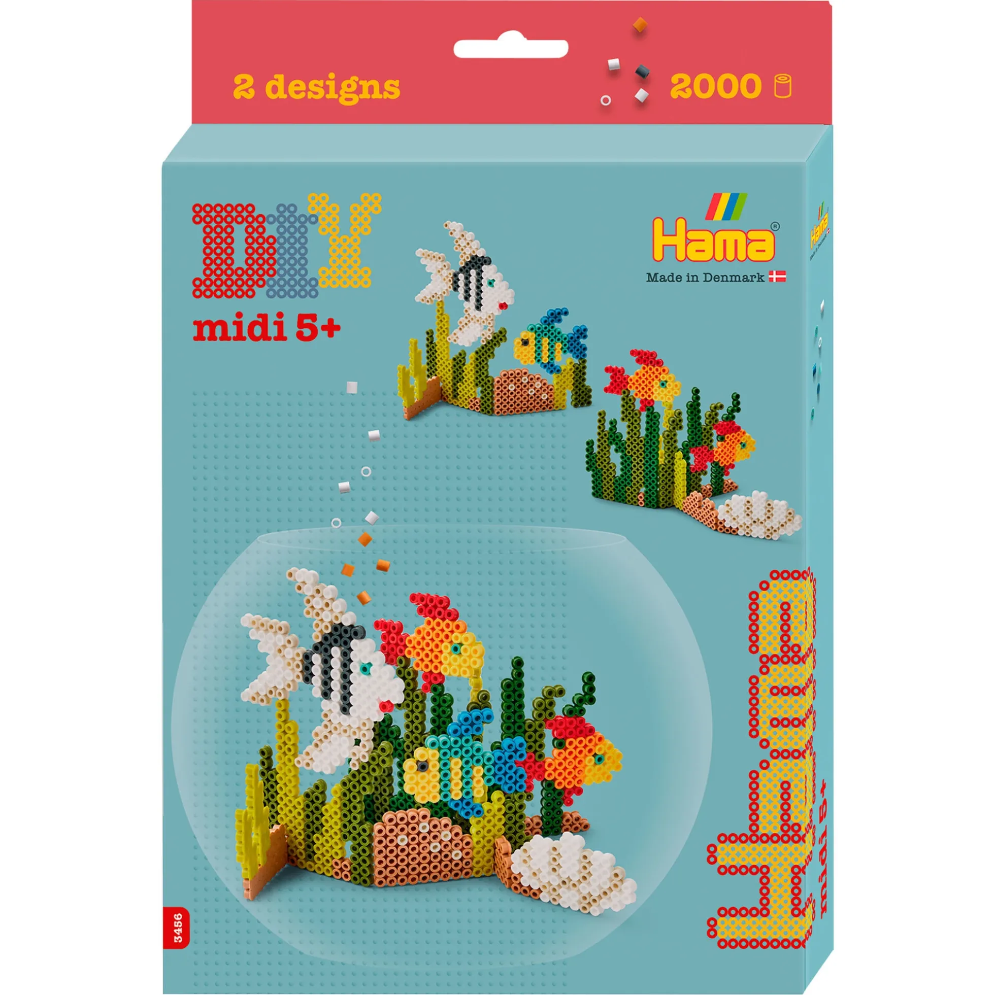 Hama Midi gaveæske - 2000 perler og 2 stiftplader - Fisk