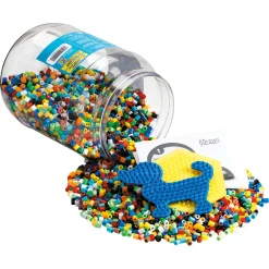 Hama Midi perler i stor bøtte - 7000 perler og 2 stiftplader - Hund og sekskant