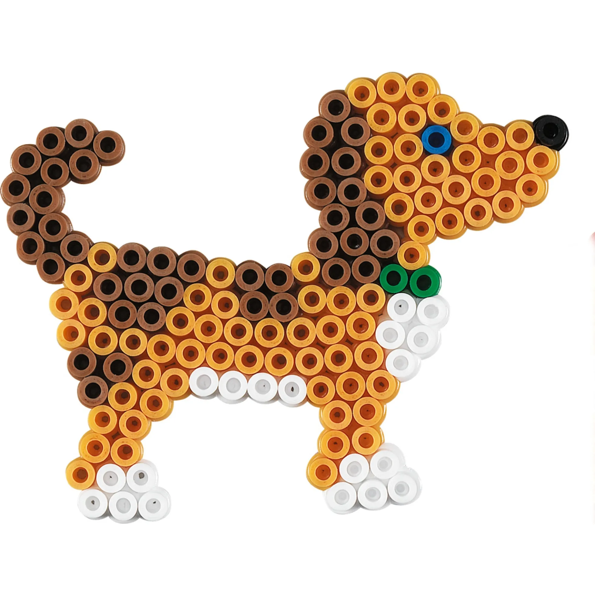 Hama Midi perler i stor bøtte - 7000 perler og 2 stiftplader - Hund og sekskant
