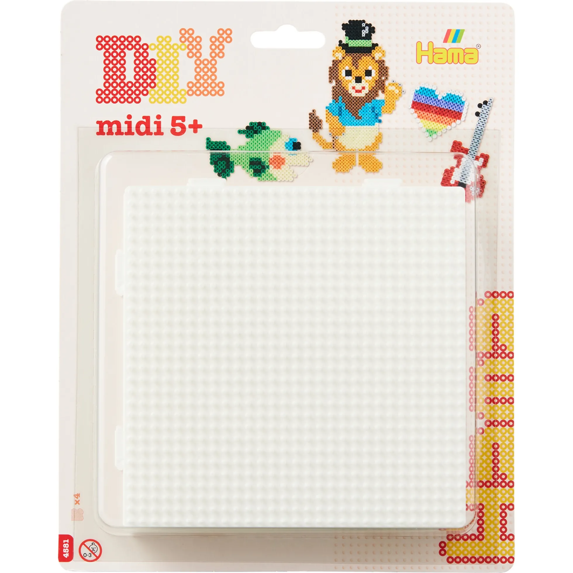 Hama Midi store stiftplader - 4 stiftplader - Hvid - Stor firkant - 15x15 cm