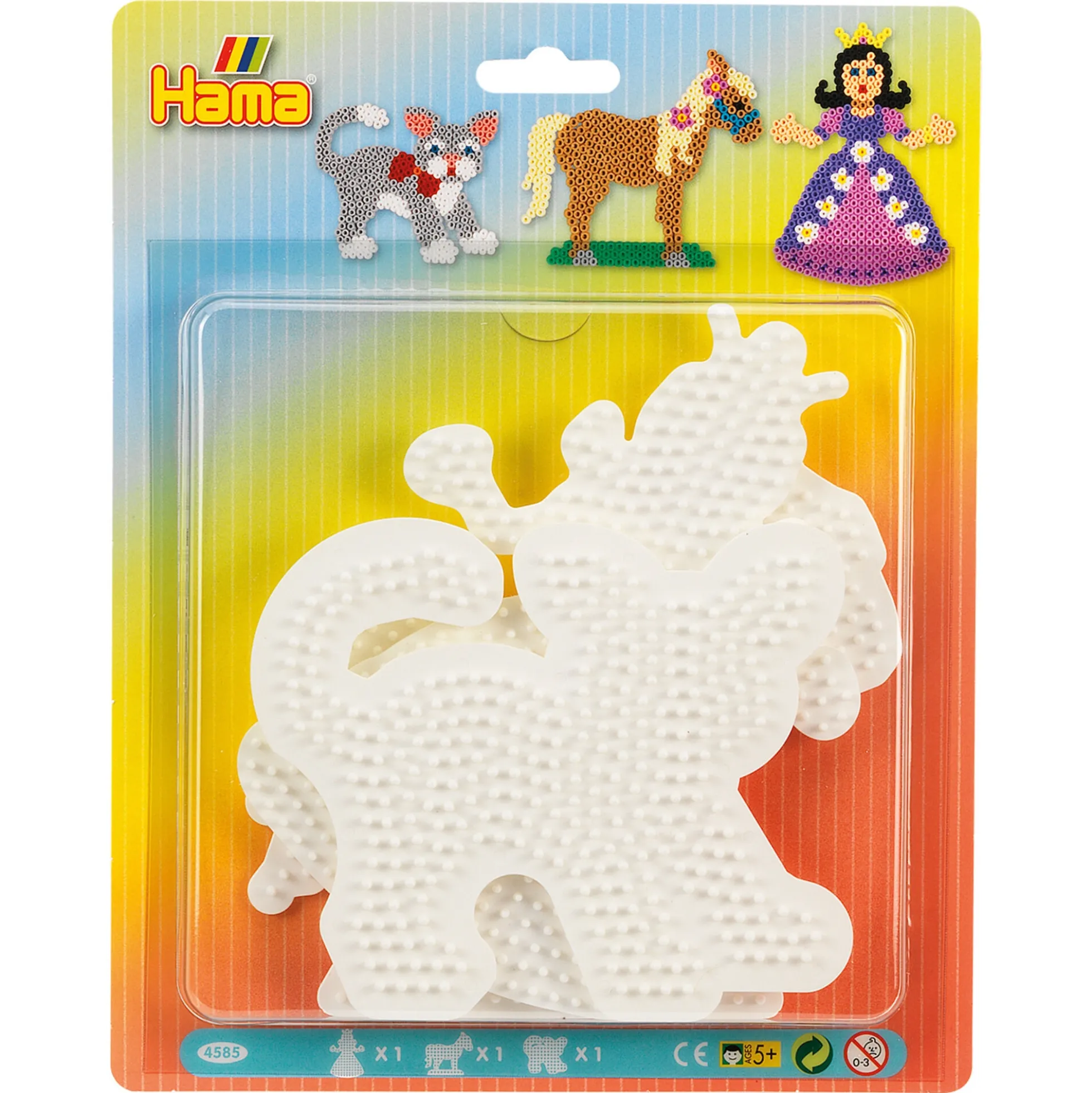 Hama Midi store stiftplader - 3 stiftplader - Hvid - Kat, hest og prinsesse