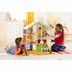 Hape All Season dukkehus med møbler - 36 dele