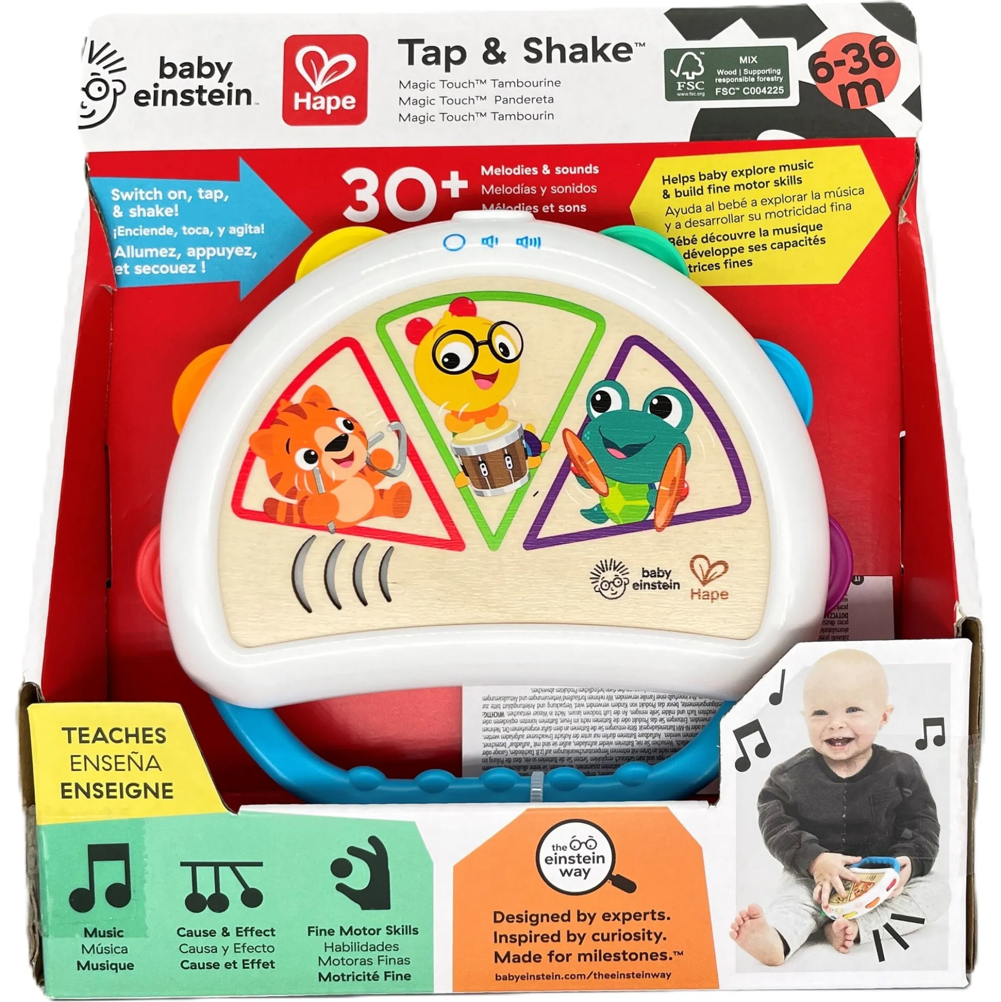 Hape Baby Einstein Magic Touch tamburin - musiklegetøj med lys og lyd - fra 6 mdr.