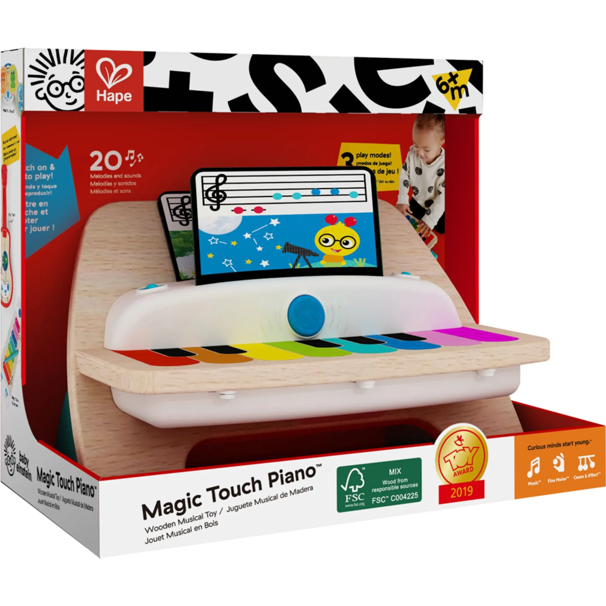 Hape Baby Einstein Magic Touch klaver - musiklegetøj med 3 musikark og 6 sange - fra 6 mdr.