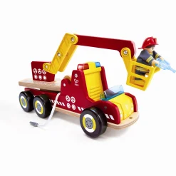 Hape brandbil - udrykningskøretøj med lys, sirene og stige - 37x12 cm