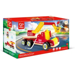 Hape brandbil - udrykningskøretøj med lys, sirene og stige - 37x12 cm