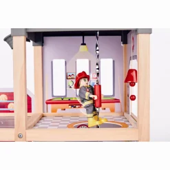Hape City brandstation i træ med lys, lyd, brandbil og helikopter - 13 dele - 60x30x47,8 cm