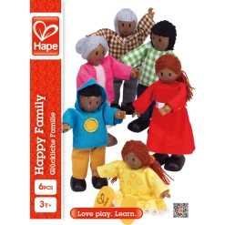 Hape dukkehusfigurer med bløde kroppe og mørk hud - 6 stk