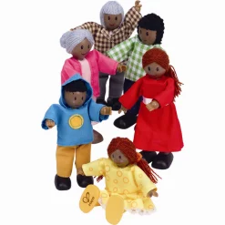 Hape dukkehusfigurer med bløde kroppe og mørk hud - 6 stk