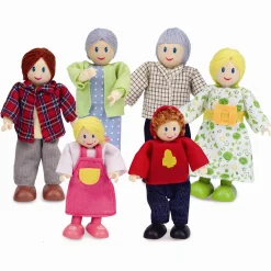 Hape dukkehusfigurer med bløde kroppe og lys hud - 6 stk