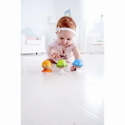 Hape havdyr ranglesæt til baby - 3 rangler med sugekopper og bidele - fra 0 mdr.